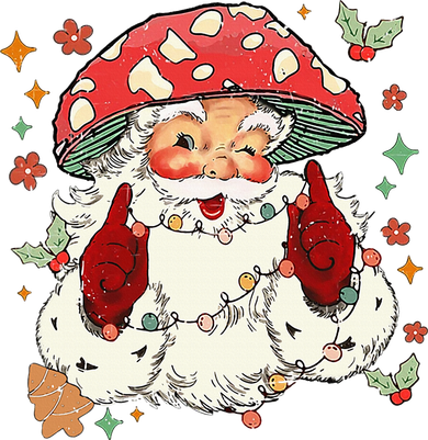 Cool Vintage Christmas Mushroom Santa Claus Face Baby Bodysuit