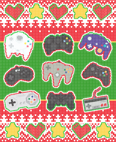 Christmas Retro Video Game Controllers Ugly Sweater Women's Long Sleeve Shirt