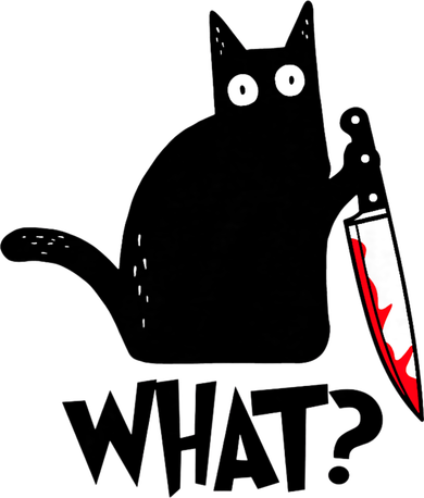 Cat What? Funny Black Cat Murderous Cat With Knife Women's Long Sleeve Shirt