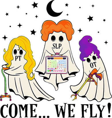 Come We Fly Funny PT SLP OT Nurse Ghost Nursing Halloween Baby Bodysuit