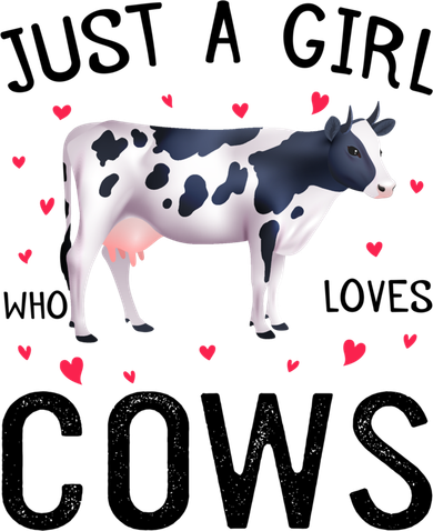 Cow With Hearts Graphic Just A Girl Who Loves Cows Gift Kids T-Shirt