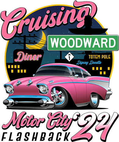 Cruising Woodward Motor City Flashback 2024 Pink Version Kids T-Shirt