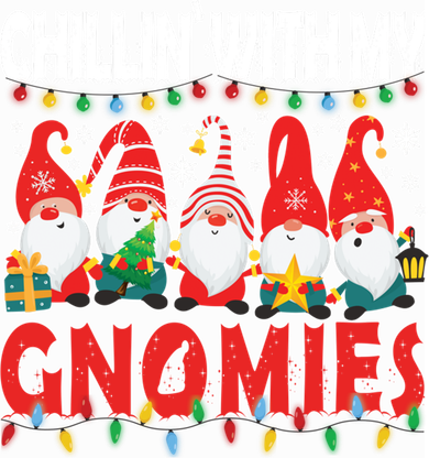 Chillin With My Gnomies Christmas Light Cute Gnomes Matching Great Gift Coaster