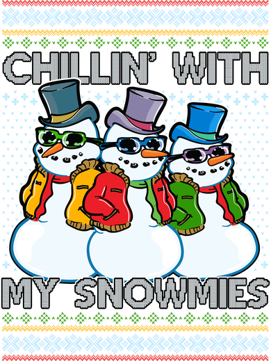 Chillin' With My Snowmies Ugly Christmas Sweater Women's Dry Zone Grid Polo
