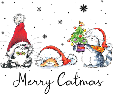 Cats With Santa Hat Merry Catmas Cat Lover Christmas Gift TShirt Doggie Tank