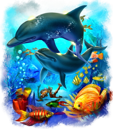 Tropical Fish Dolphins Portrait Women's T-Shirt