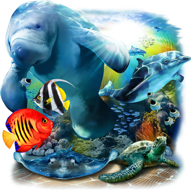 Sea Life - Classic Collage Kids Hoodie