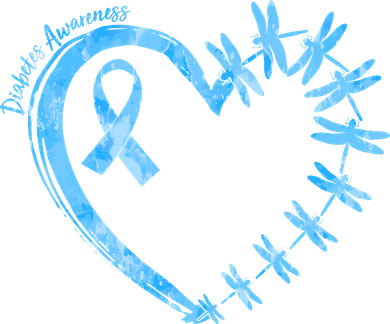 Diabetes Awareness Blue Dragonfly Ribbon Heart Kids T-Shirt
