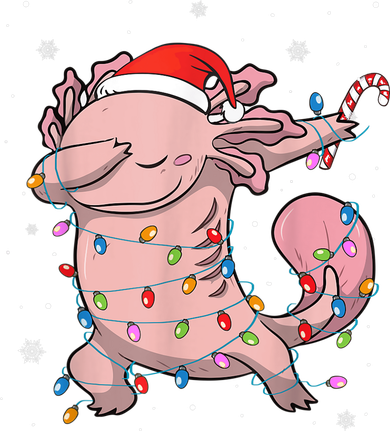 Dabbing Axolotl Christmas Lights Funny Xmas Gifts Boys Girls T-Shirt