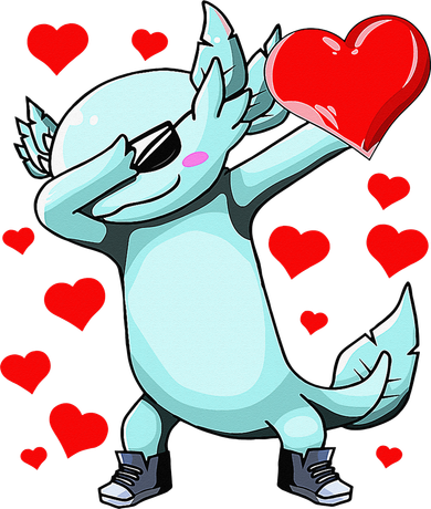 Dabbing Axolotl Heart funny Valentines Day Women's Tank Top