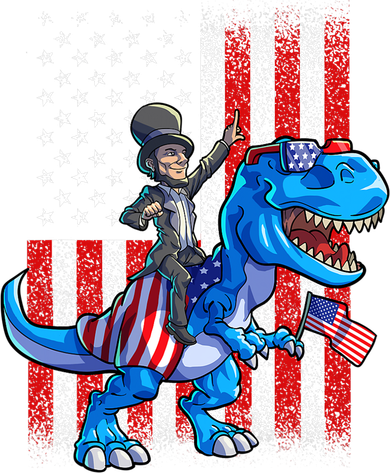 Dino Abraham Lincoln 4th Of July Shirt Boys American Flag Kids Long Sleeve Shirt