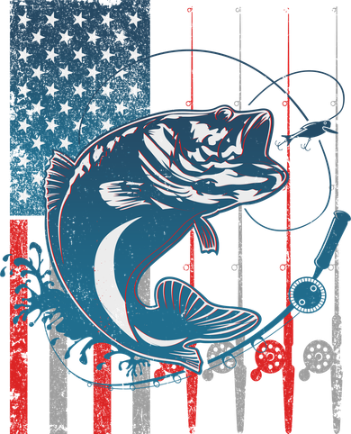 Distressed American USA Flag Bass Fishing Toddler Long Sleeve