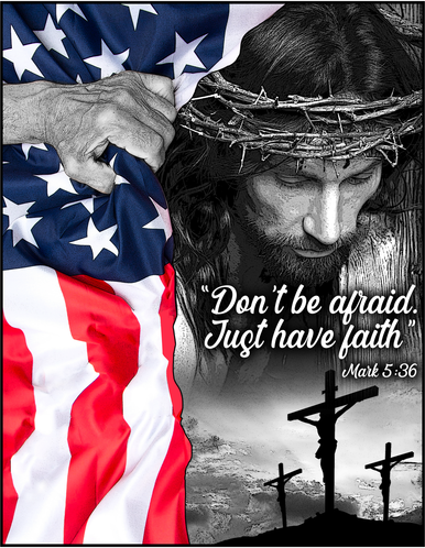 Don't Be Afraid Just Have Faith Mark 5:36 Jesus American Flag Coaster