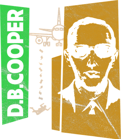 D B Cooper Skyjacker Hijack Retro 60s Style Graphic T-Shirt