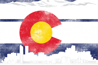 Vintage Colorado Skyline Flag Golf Towel