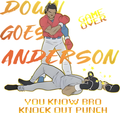 Down Goes Anderson Funny Baseball Meme Button