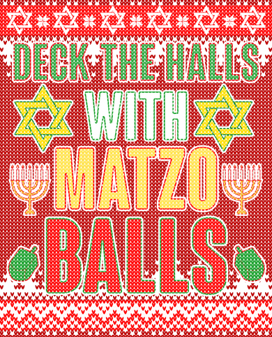 Hanukkah Deck the Halls with Matzo Balls Ugly Button