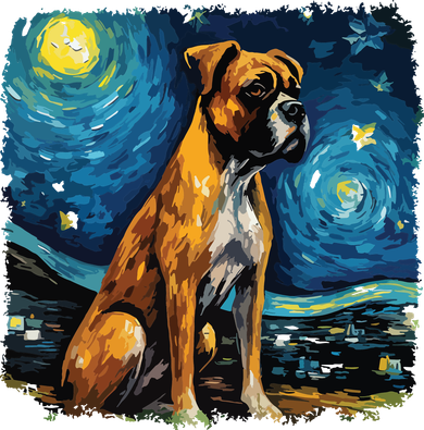 Dog In Starry Night Van Gogh Boxer Tank Top