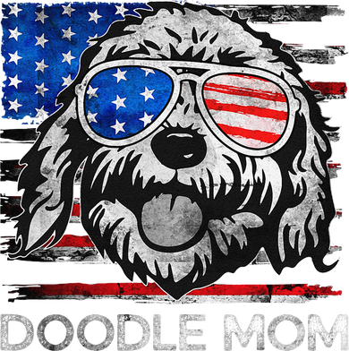 Doodle Mom Vintage American Flag Dog Funny Mothers Day Doggie Tank