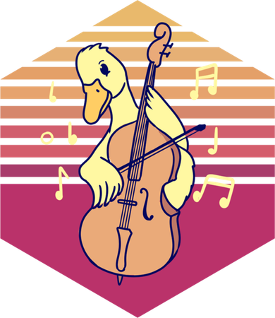 Duck Playing Cello Vintage Gift Button