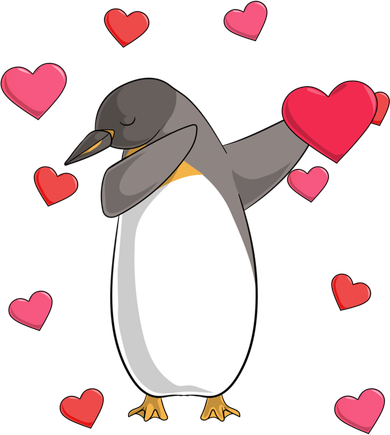 Dabbing Penguin Valentine's Day Love Heart Dance Pose Cute Gift Women's Tank Top