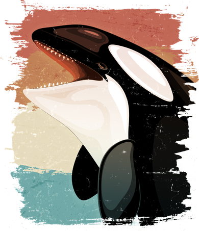 Distressed Retro Colors Orca Killer Whale Doggie Tank