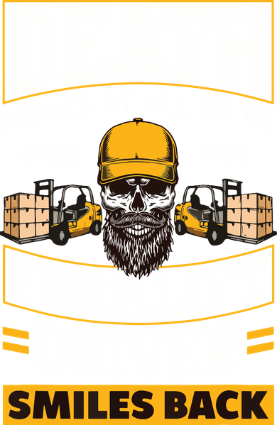 Death Smiles At Us Funny Forklift Driver Forklift Operator Kids T-Shirt