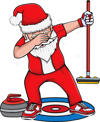 Dabbing Santa Curling Player Curling Broom Curler Curling Kids T-Shirt