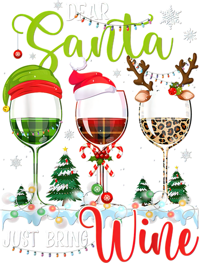 Dear Santa Just Bring Wine Funny Christmas Wine Glasses Long Sleeve Shirt