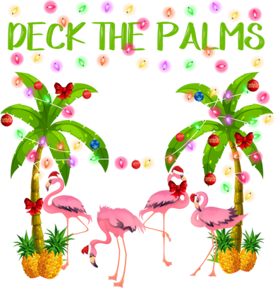 Deck The Palms Flamingo Lover Merry Christmas Pink Xmas Cute Gift Kids Hoodie