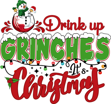 Drink Up Grinches It's Christmas Lights Funny Xmas Holidays Doggie Tank