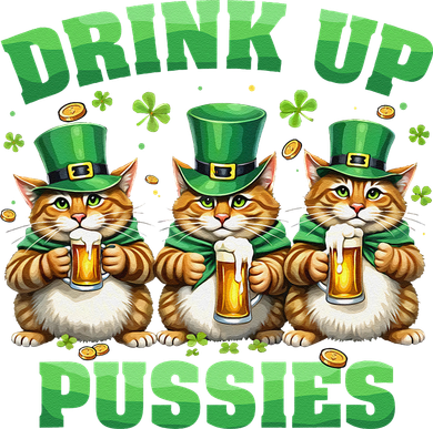 Drink Up Pussies Leprechaun Cats Feline St. Patricks Day Doggie Tank