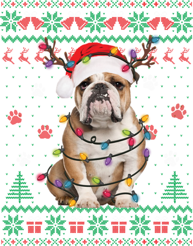 English Bulldog Christmas Lights Santa Dog Lover Ugly Sweater Women's T-Shirt