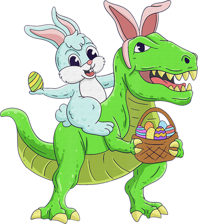 Easter Bunny Riding Dinosaur T Rex Easter Kids Sweatshirt
