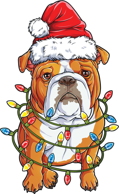 English Bulldog Santa Christmas Tree Lights Xmas Boys Dog Gift Mousepad