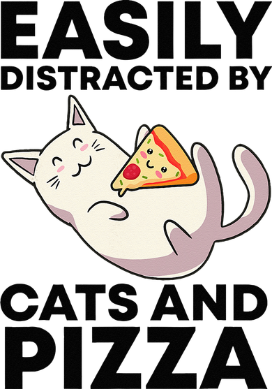Easily Distracted By Cats And Pizza Kawaii Cat Lovers Gift Santa Hat