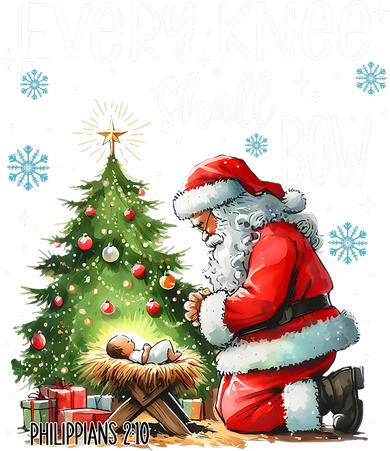 Every Knee Shall Bow Santa Christmas Nativity Scene Xmas Kids Hoodie