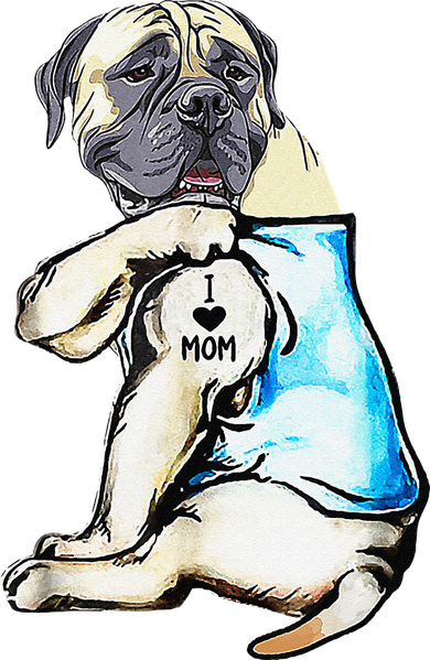English Mastiff I Love Mom Funny English Mastiff Tattooed Hoodie