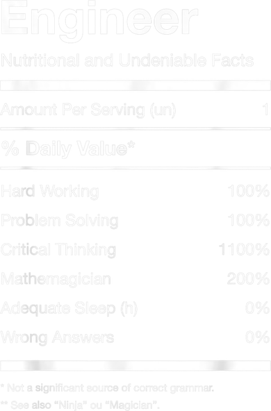 Engineer Nutrition Nutritional Facts Funny Button