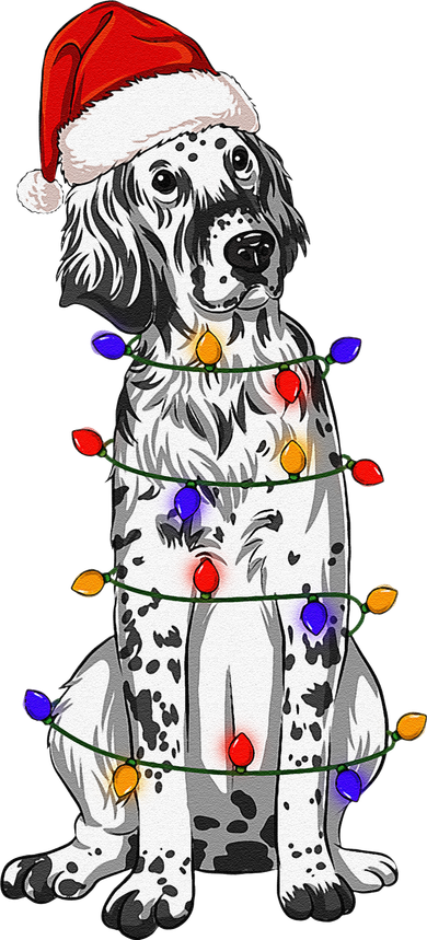 English Setter Dog Christmas Wearing Hat Santa Lights Coffee Mug
