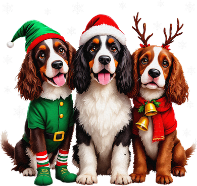 English Springer Spaniel Christmas Dogs Santa Reindeer Elf Women's Long Sleeve Shirt