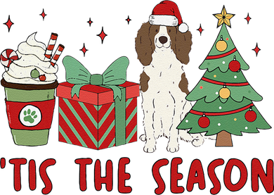 English Springer Spaniel Christmas Tis The Season Holiday Long Sleeve Shirt