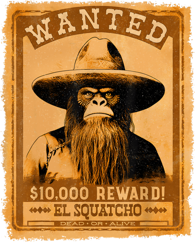 El Squatcho Wanted Poster – Western Bigfoot Funny Sasquatch Toddler Long Sleeve