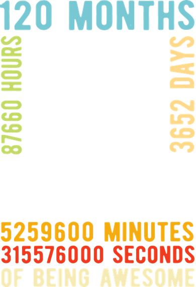 Funny 10th Birthday, 10 Years Old, Vintage Retro 120 Months 1 Polo