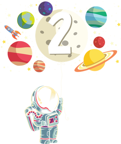 Funny 2 Years Old Birthday Boy Gift Astronaut 2nd Birthday Gift 1 Doggie Tank