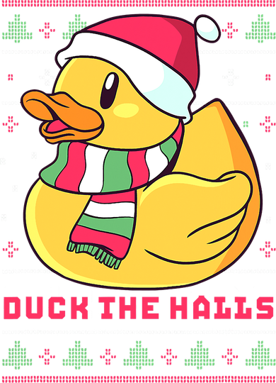 Funny and Cute Duck Puns Merry Christmas Duck The Halls Kids Long Sleeve Shirt