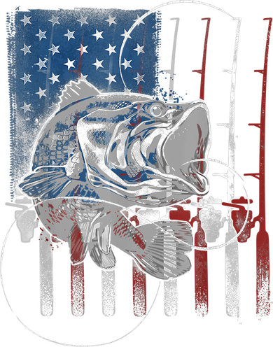 Fishing American Flag Vintage, USA Bass Fisherman Toddler Long Sleeve