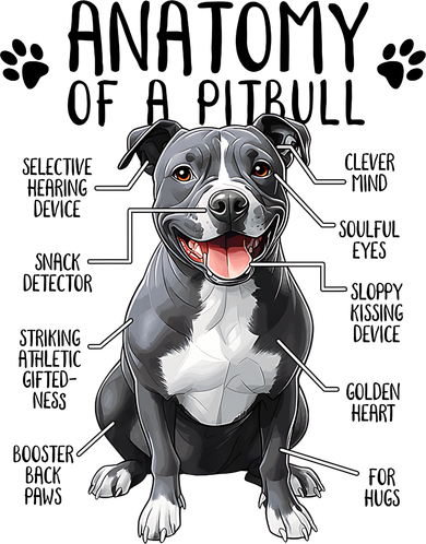 Funny Anatomy Pitbull Dog Cute Pittie Lover Pit Bull Owner T-Shirt