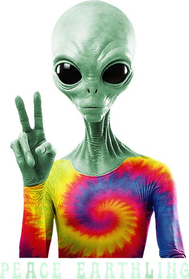 Funny Alien Peace Sign Tie Dye Peace Earthling Kids T-Shirt