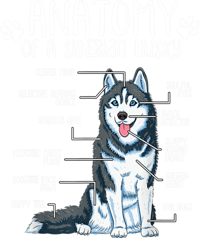 Funny Anatomy Siberian Husky Dog Lover TShirt Hooded Wearable Blanket
